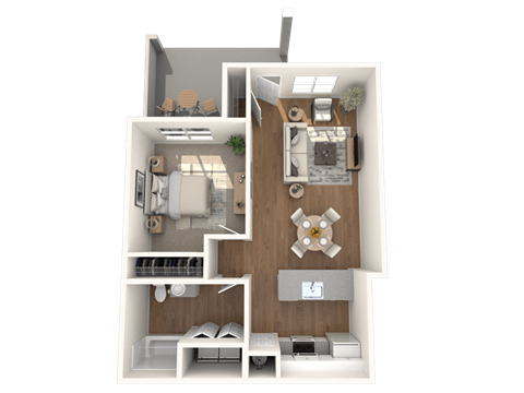 Los Pecos one bedroom one bathroom floorplan